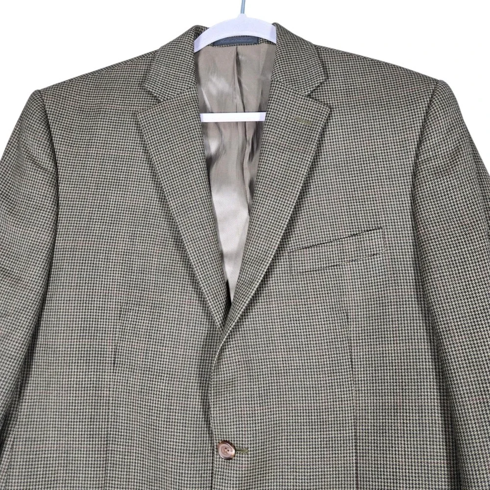 Lauren Ralph Lauren Sport Coat Mens Brown Houndstooth Plaid Blazer Long Jacket